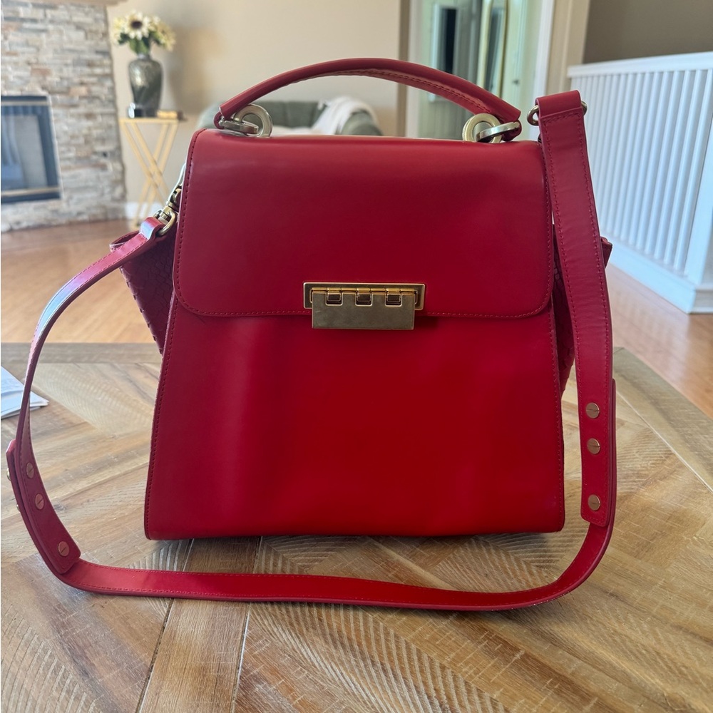 Zac Posen Eartha Large Red Croc Handbag